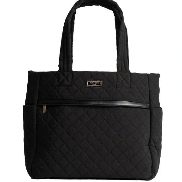 Saint + Sofia Marina Quilted Shopper Bag Black Travel Bag Internal Bag Straps - Picture 1 of 12